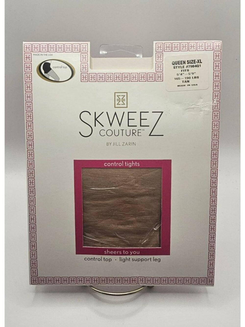 Skweez Couture By Jill Zarin Control Top Sheer Tights Queen Size XL Tan Light Su